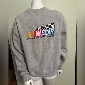 NASCAR Racing gray pullover embroidered crewneck sweatshirt